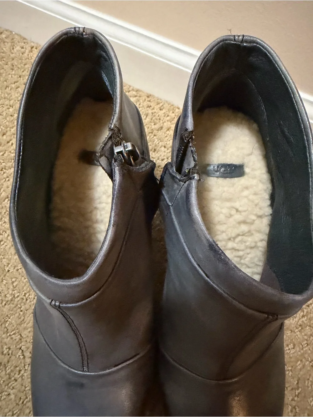 UGG Gray Wedge Ankle Boots - Sleek Zip-Closure Style